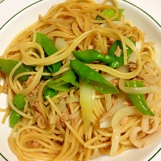 ピリ辛ししとうとツナの焼き醤油パスタ